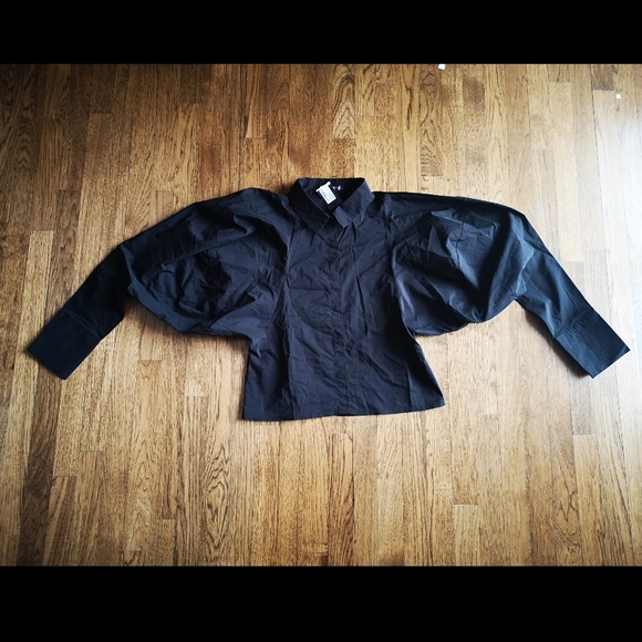 Nasty Gal Black Extreme Sleeve Shirt 8 NWT